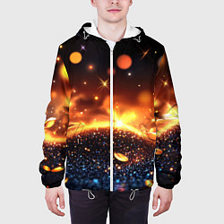 Куртка с капюшоном мужская Оранжевое боке на черном, цвет: 3D-белый — фото 2