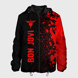 Куртка с капюшоном мужская Bon Jovi - red gradient по-вертикали, цвет: 3D-черный