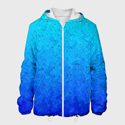 Куртка с капюшоном мужская Голубой в синеву с узором, цвет: 3D-белый