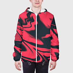 Куртка с капюшоном мужская Color black red, цвет: 3D-белый — фото 2
