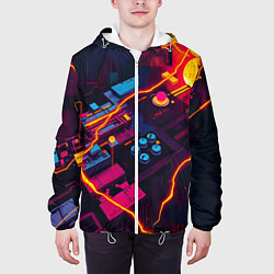 Куртка с капюшоном мужская Техническая абстракция, цвет: 3D-белый — фото 2