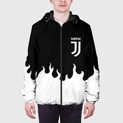 Куртка с капюшоном мужская Ювентус белый огонь, цвет: 3D-черный — фото 2