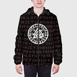 Куртка с капюшоном мужская Древние символы руны и обереги Вегвизир, цвет: 3D-черный — фото 2