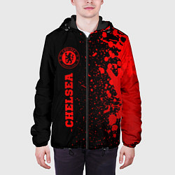 Куртка с капюшоном мужская Chelsea - red gradient по-вертикали, цвет: 3D-черный — фото 2