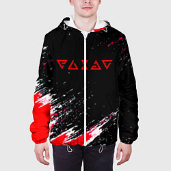 Куртка с капюшоном мужская Ведьмак текстура краски, цвет: 3D-белый — фото 2