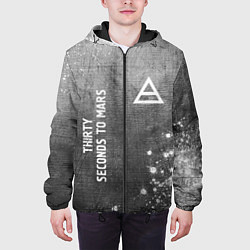 Куртка с капюшоном мужская Thirty Seconds to Mars - grey gradient вертикально, цвет: 3D-черный — фото 2