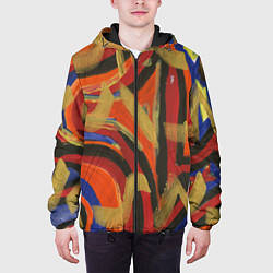 Куртка с капюшоном мужская Zigzags on orange, цвет: 3D-черный — фото 2
