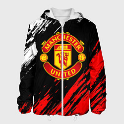 Куртка с капюшоном мужская Манчестер юнайтед краски текстура, цвет: 3D-белый