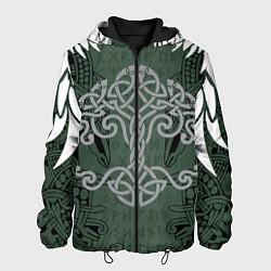 Куртка с капюшоном мужская Древние руны и древо жизни с крыльями, цвет: 3D-черный