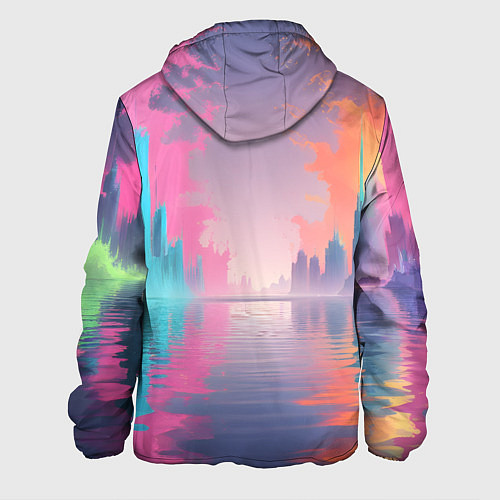 Мужская куртка Город в розовом тумане / 3D-Черный – фото 2