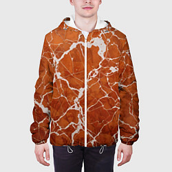 Куртка с капюшоном мужская Темно-оранжевый мрамор, цвет: 3D-белый — фото 2