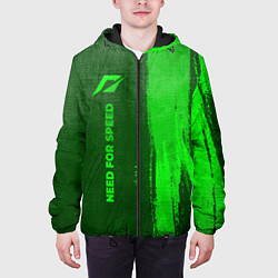 Куртка с капюшоном мужская Need for Speed - green gradient по-вертикали, цвет: 3D-черный — фото 2