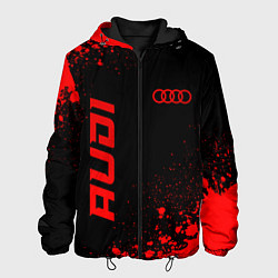 Куртка с капюшоном мужская Audi - red gradient вертикально, цвет: 3D-черный