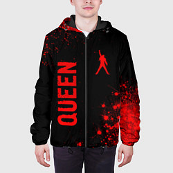 Куртка с капюшоном мужская Queen - red gradient вертикально, цвет: 3D-черный — фото 2