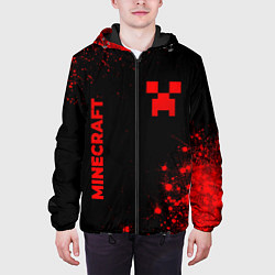 Куртка с капюшоном мужская Minecraft - red gradient вертикально, цвет: 3D-черный — фото 2