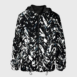 Куртка с капюшоном мужская Искажённый пёстрый чёрно-белый, цвет: 3D-черный