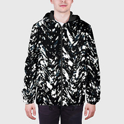 Куртка с капюшоном мужская Искажённый пёстрый чёрно-белый, цвет: 3D-черный — фото 2