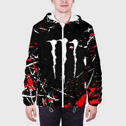 Куртка с капюшоном мужская Monster energy штрихи, цвет: 3D-белый — фото 2
