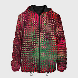 Куртка с капюшоном мужская Текстурный тёмный красно-зелёный, цвет: 3D-черный