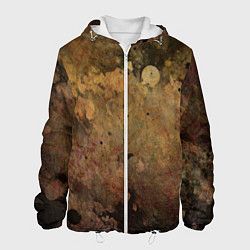 Куртка с капюшоном мужская Абстракция - dark pink paint spill, цвет: 3D-белый