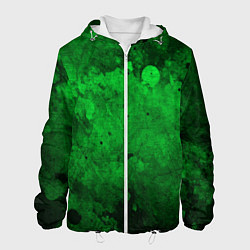 Куртка с капюшоном мужская Абстракция - green acid stains, цвет: 3D-белый