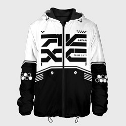 Куртка с капюшоном мужская Кибер текстура - черно белая, цвет: 3D-черный