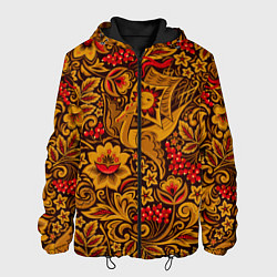 Куртка с капюшоном мужская Летучий корабль в стиле хохломской росписи, цвет: 3D-черный