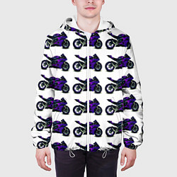 Куртка с капюшоном мужская Motorcycle purple gloss, цвет: 3D-белый — фото 2