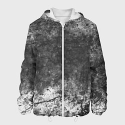 Куртка с капюшоном мужская Абстракция - grey and white wall with cracks, цвет: 3D-белый
