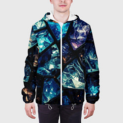 Куртка с капюшоном мужская Текстура драгоценных камней, цвет: 3D-белый — фото 2