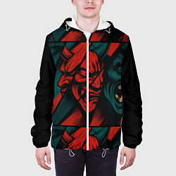 Куртка с капюшоном мужская Демоны Oni - нейроарт, цвет: 3D-белый — фото 2