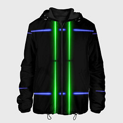 Куртка с капюшоном мужская Neon black light blue green line, цвет: 3D-черный
