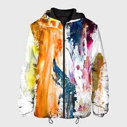 Куртка с капюшоном мужская Разноцветные мазки кисти на палитре художника, цвет: 3D-черный