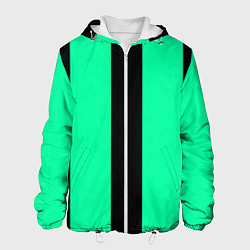 Куртка с капюшоном мужская Color turquoise black line, цвет: 3D-белый
