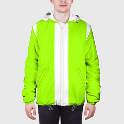Куртка с капюшоном мужская Color light green white stripes, цвет: 3D-белый — фото 2