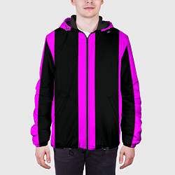 Куртка с капюшоном мужская Color black pink lines, цвет: 3D-черный — фото 2