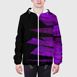 Куртка с капюшоном мужская Color purple black stripes, цвет: 3D-белый — фото 2
