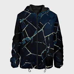 Куртка с капюшоном мужская Тёмный чёрно-синий битые плиты, цвет: 3D-черный
