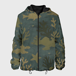 Куртка с капюшоном мужская Подводный камуфляж из рыб, цвет: 3D-черный