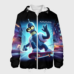 Мужская куртка Bender is a skateboarder in neon street - ai art