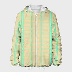 Куртка с капюшоном мужская Color beige cage blue stripes, цвет: 3D-белый