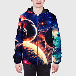 Куртка с капюшоном мужская Фантастический космос планеты, цвет: 3D-черный — фото 2