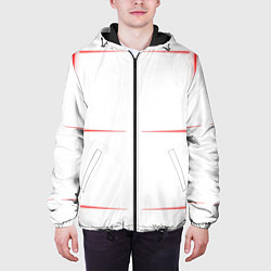 Куртка с капюшоном мужская Color white red stripes, цвет: 3D-черный — фото 2