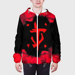Куртка с капюшоном мужская Doom огненные краски, цвет: 3D-белый — фото 2