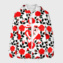 Куртка с капюшоном мужская Doom розы, цвет: 3D-белый