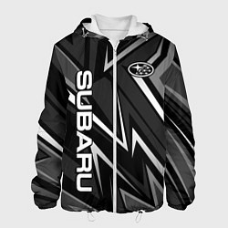 Куртка с капюшоном мужская Subaru - черный и белый, цвет: 3D-белый