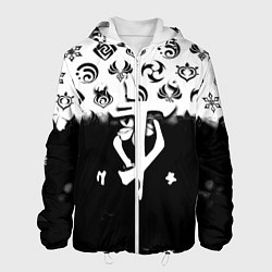 Куртка с капюшоном мужская Doom черно белые аниме, цвет: 3D-белый