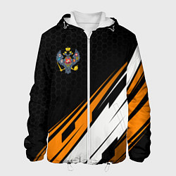 Куртка с капюшоном мужская Российская империя - оранжевый спорт, цвет: 3D-белый