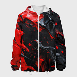 Куртка с капюшоном мужская Красная и черная масляная краска, цвет: 3D-белый