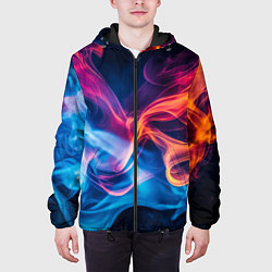 Куртка с капюшоном мужская Цветной огонь, цвет: 3D-черный — фото 2